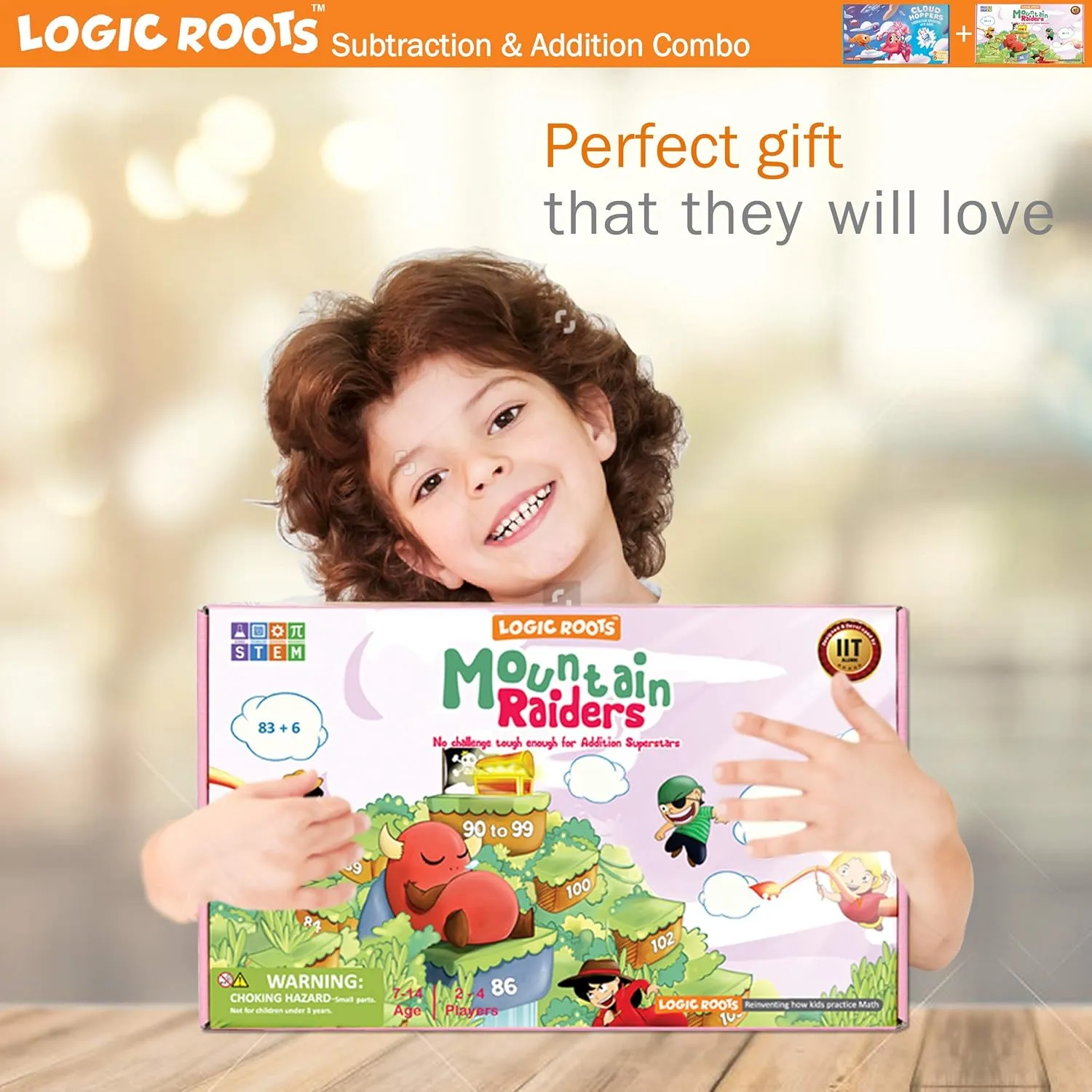 Math Board Games and STEM Toys for 7 Year and Up, Gift for Kids (Girls & Boys), Homeschoolers, Grade 1 & Up finely Addition and Subtraction Games - Pack of 2, Cloud Hoppers & Mountain Raiders, 