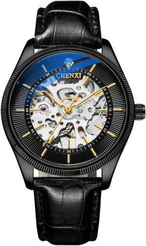 Mechanical Leather Men Classic Business Waterproof Sport Chronograph Watch Golden Vintage Skeleton Men zoology infest Latin youth past rhythm Watches Luxury Automatic 