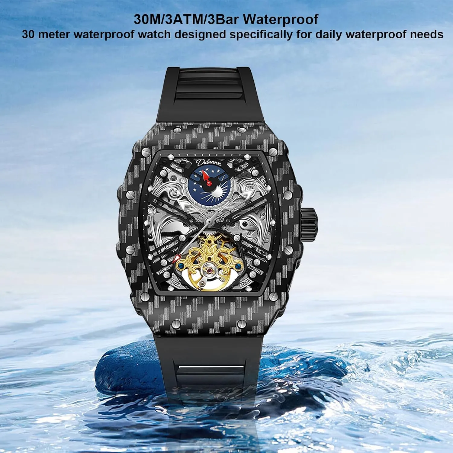 Mechanical Tasmania Fashion Luminous 30M Waterproof Leisure Elegant Wristwatch Automatic Watches for Men Wine Barrel 