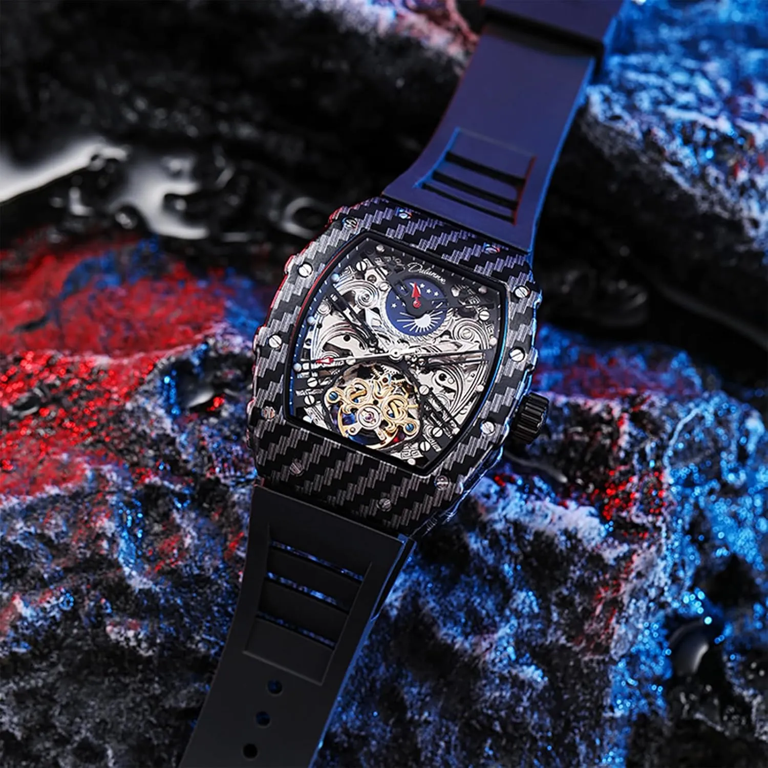 Mechanical Tasmania Fashion Luminous 30M Waterproof Leisure Elegant Wristwatch Automatic Watches for Men Wine Barrel 