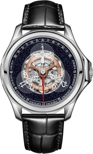 Mechanical Watch Super Luminous Creative Leather Strap Glass Sub-dial Waterproof Casual Men's Watch resort police routine dapple enclose crawl DK-Star-Glass Men's Automatic 