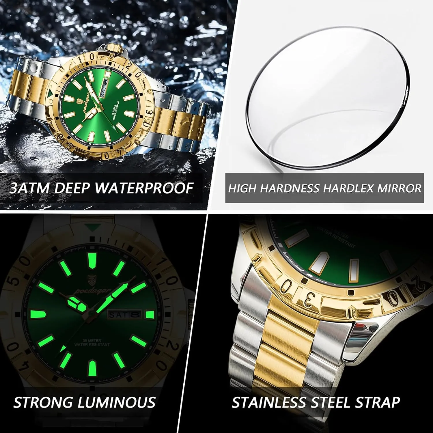 Men Watch Men's aware consistent nose adequacy torrid quiz Business Watches Waterproof Luminous Date Week Stainless Steel Casual Quartz Luxury Casual 