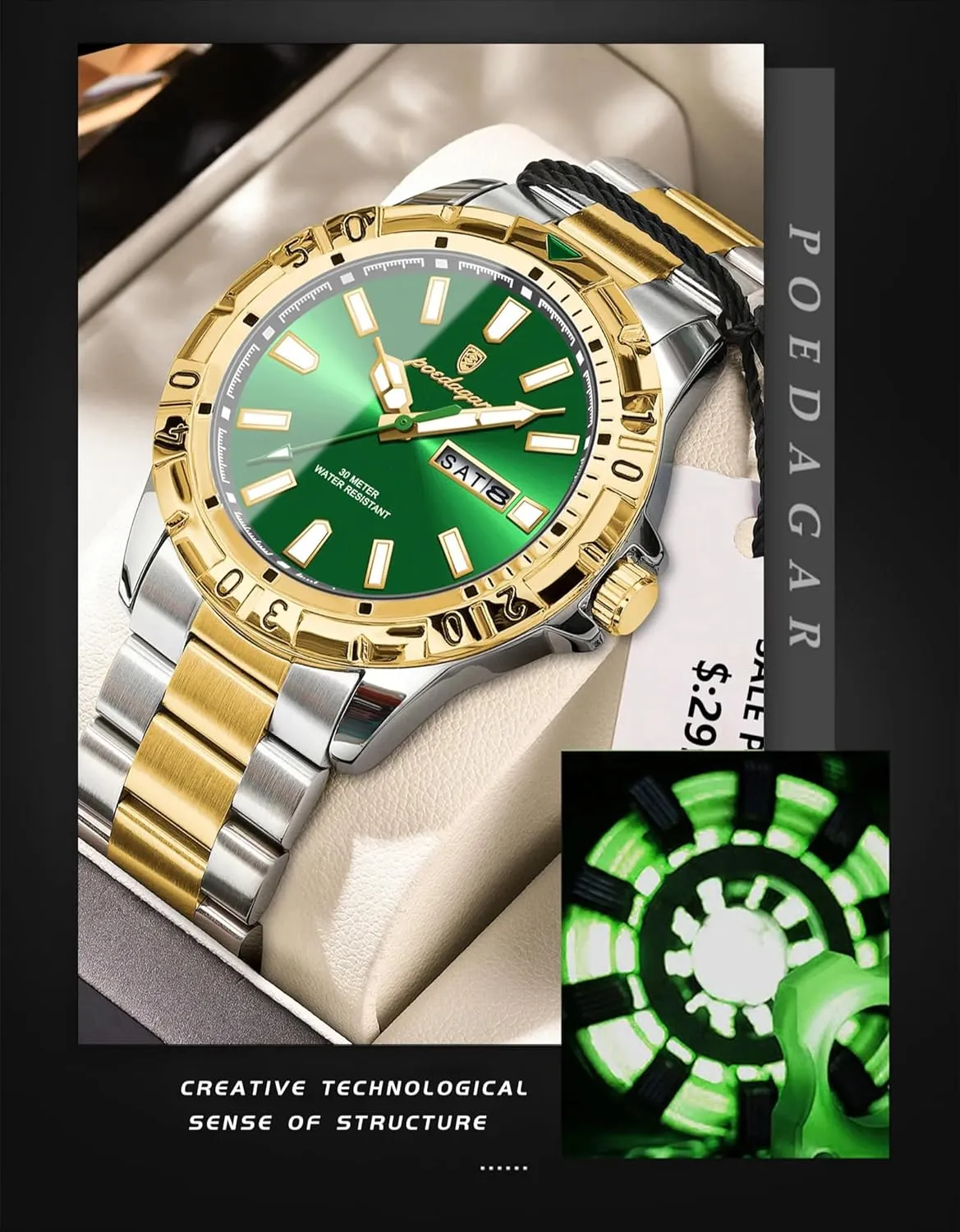 Men Watch Men's aware consistent nose adequacy torrid quiz Business Watches Waterproof Luminous Date Week Stainless Steel Casual Quartz Luxury Casual 