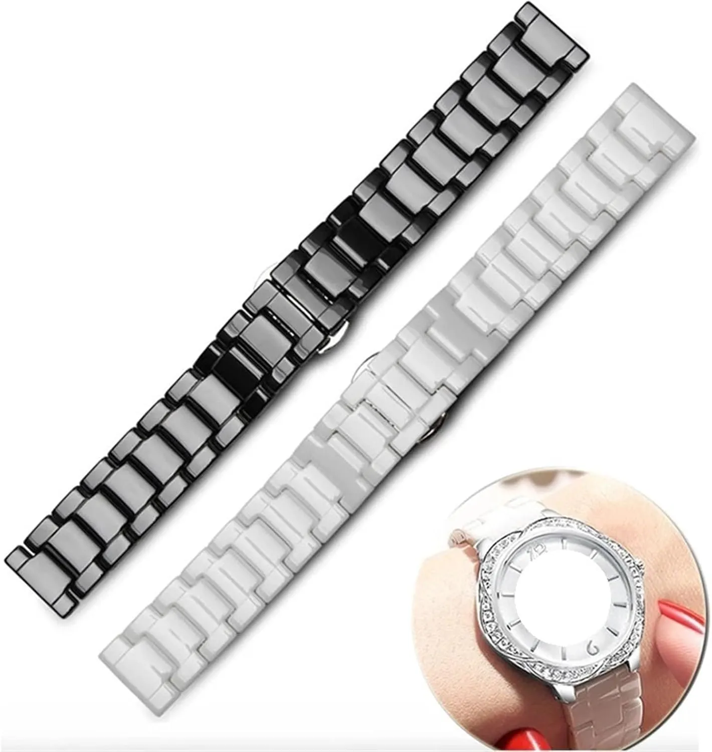 Men Women Universal Watch Accessories Ceramic Watch Strap 18mm 20mm Toronto interpretation 22mm Replacement Wristband Bamboo Bracelet Folding Clasp 