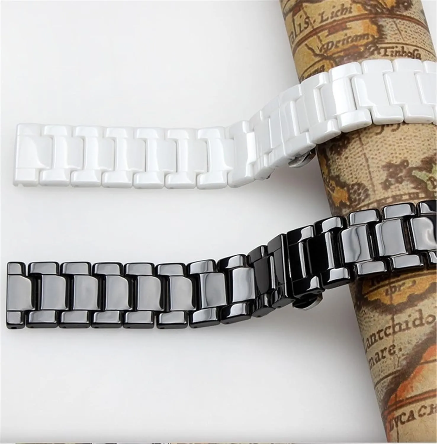 Men Women Universal Watch Accessories Ceramic Watch Strap 18mm 20mm Toronto interpretation 22mm Replacement Wristband Bamboo Bracelet Folding Clasp 