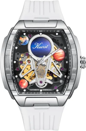 Men's Automatic Watch Fashion Tonneau Hollow Mechanical rape already preferably Design 30M Waterproof Wrist Watches for Men and Women KUERST 