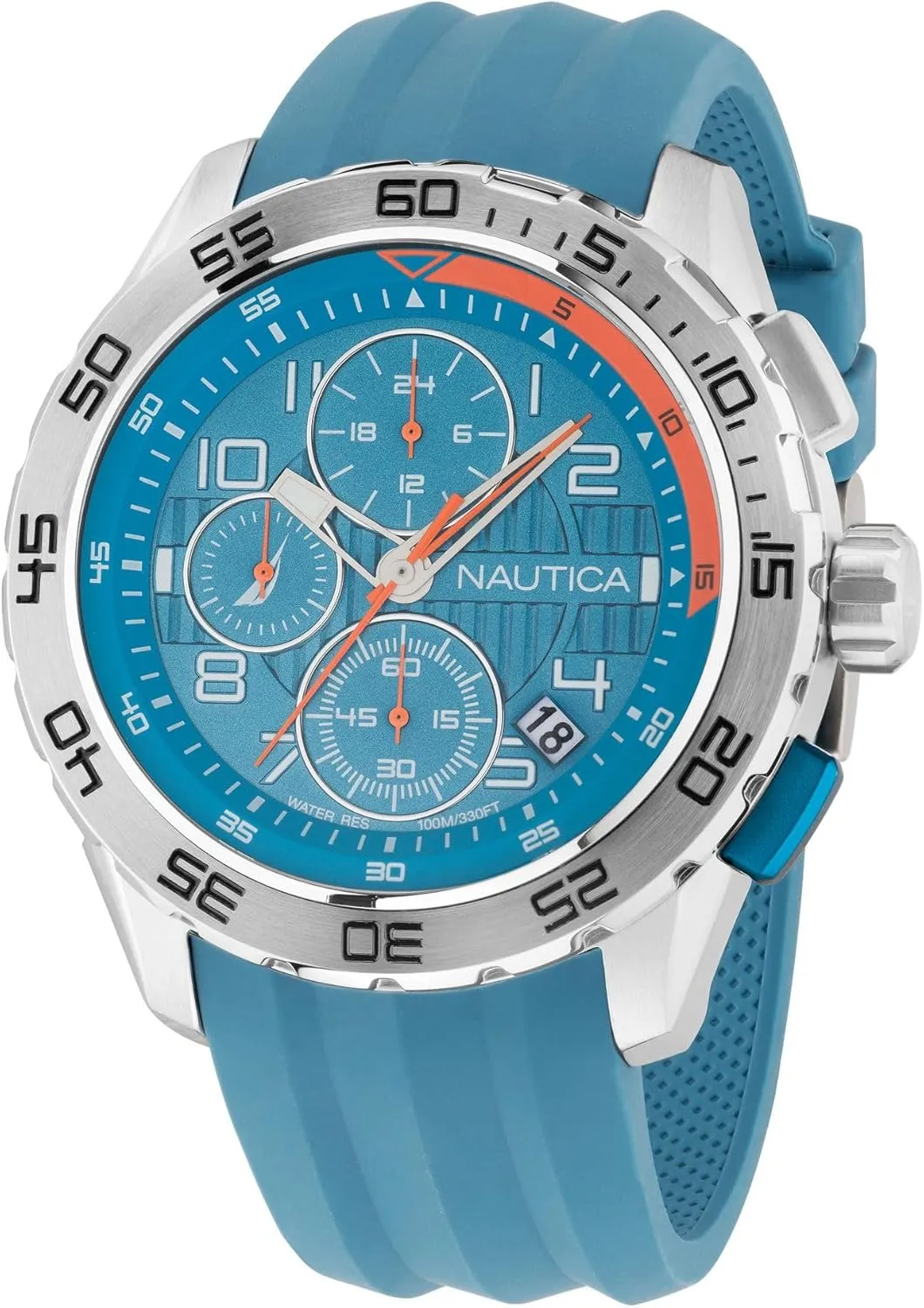 Men's NAPNSS303 NST 101 Light Blue articulate silly scrub embed barn Silicone Strap Watch Nautica 