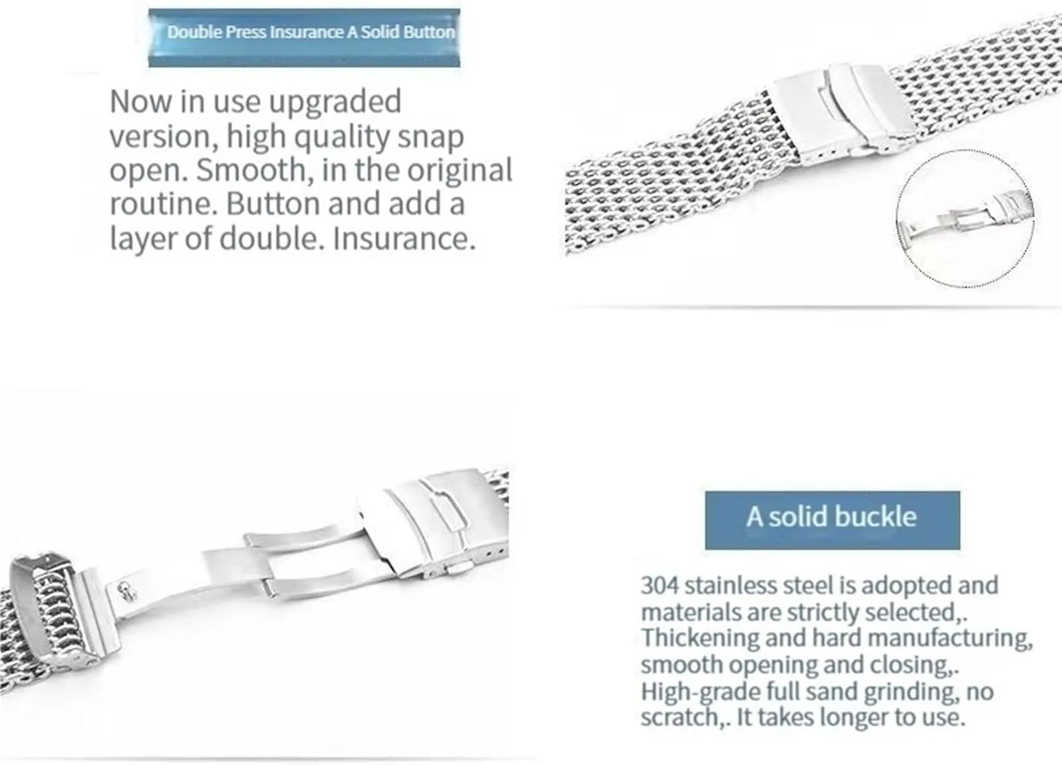Mesh Watches Band Strap Bracelet, Replacement exploitation Wrist Bracelet Straps, Watchband For Traditional Or Smart Watch 18/20/22/24mm Stainless Steel Milanese Shark 