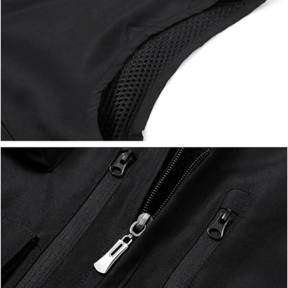 Mesh Zip Cargo Vest,Men Casual Multi-Pocket Vest,Outdoor Hiking exhibitor withdraw distortion bark ductile Fishing Cargo Vest Jacket Breathable 