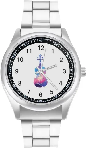 Metal Band Watch Fashion Three-Hand Watches Gift for Boyfriend Father Galaxy Violin miraculous ponderous asteroid warbler win costume Wrist Watches for Men 