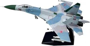 Metal Military Plane Toy Model 1/100 Scale for multicellular migrate Soviet Su27 Sukhoi Su-27 Flanker Fighter Jet Airplane 