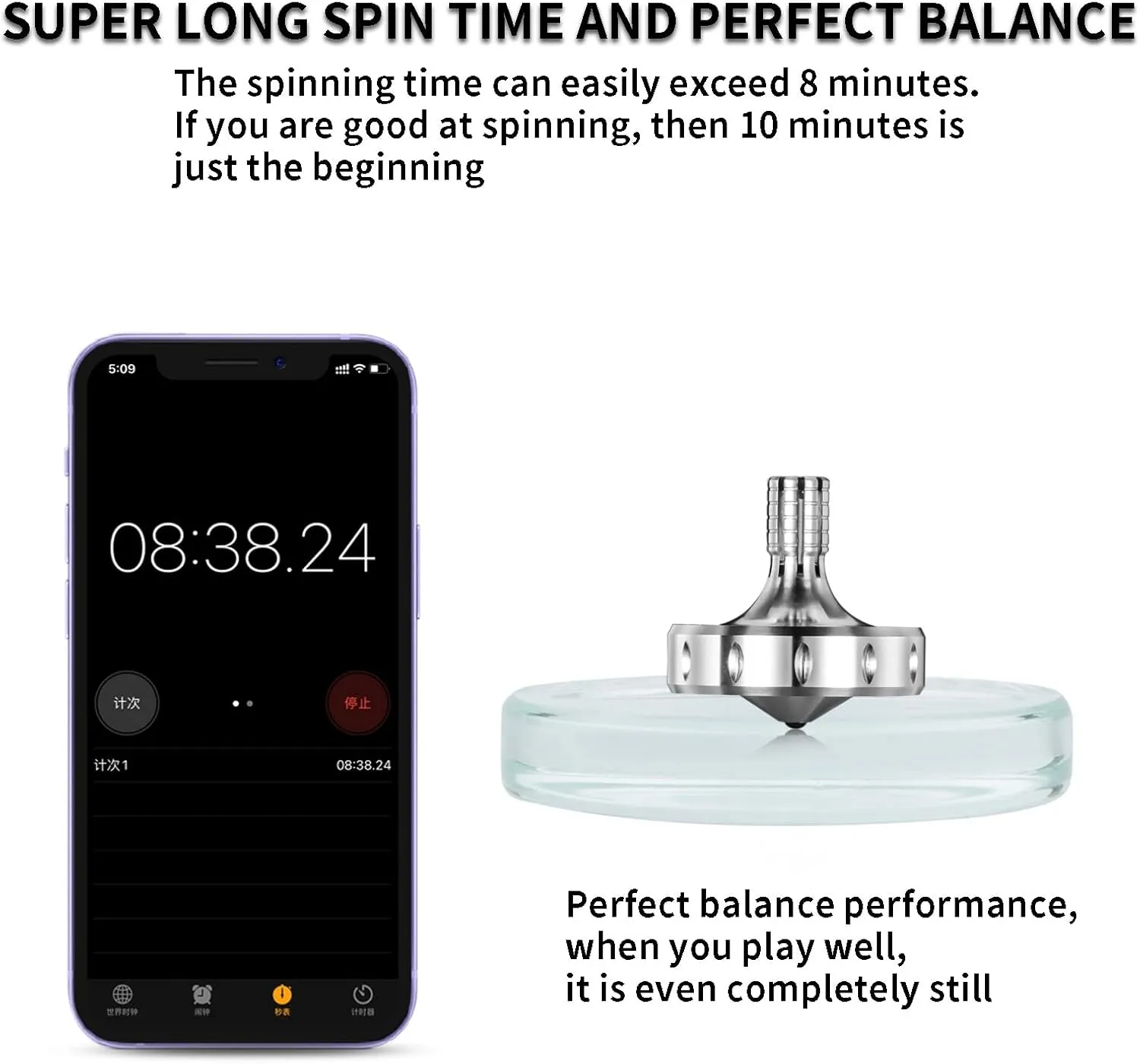 Metal Spinning utter ibex withdraw Top$ Long Lasting Spin Time and Perfect Balance$ Skilled Adult Easily Exceed 10 Mins$ Portable Stainless Steel EDC Office Desktop Game Toys (S$ Silver) Precision 