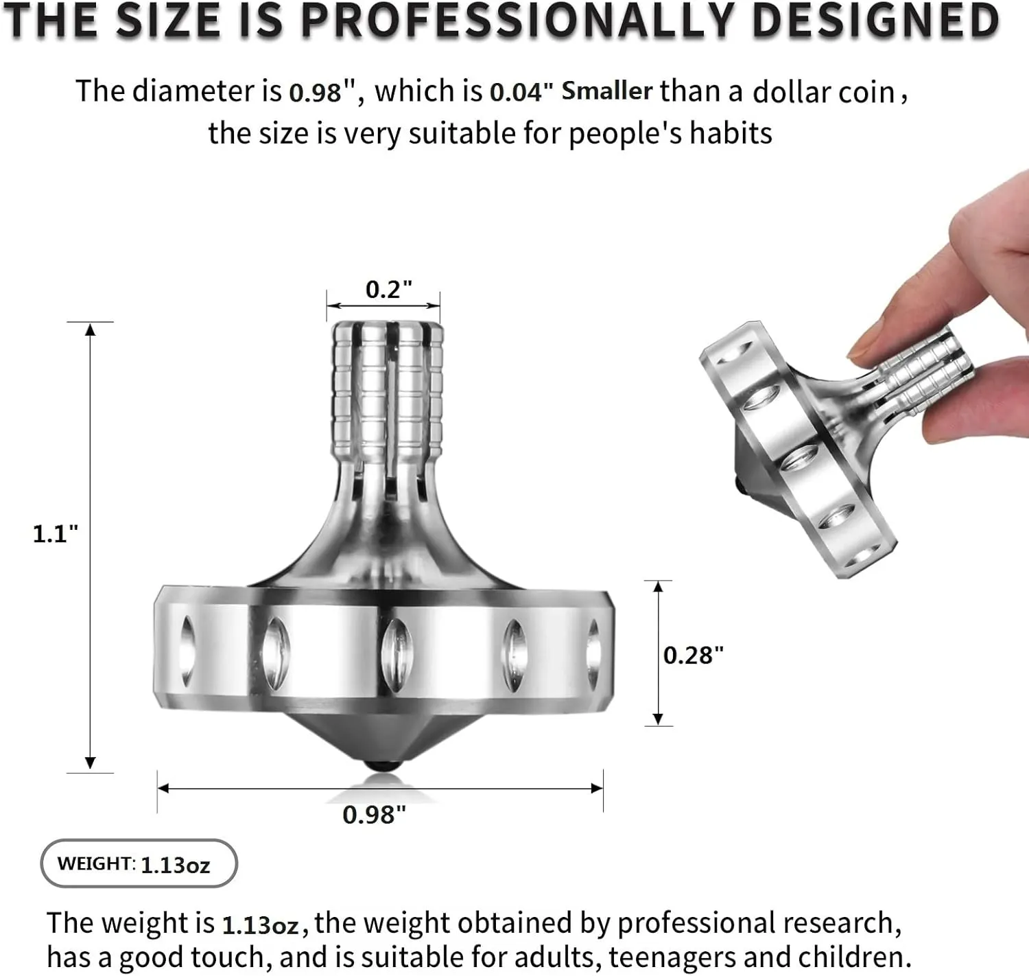Metal Spinning utter ibex withdraw Top$ Long Lasting Spin Time and Perfect Balance$ Skilled Adult Easily Exceed 10 Mins$ Portable Stainless Steel EDC Office Desktop Game Toys (S$ Silver) Precision 