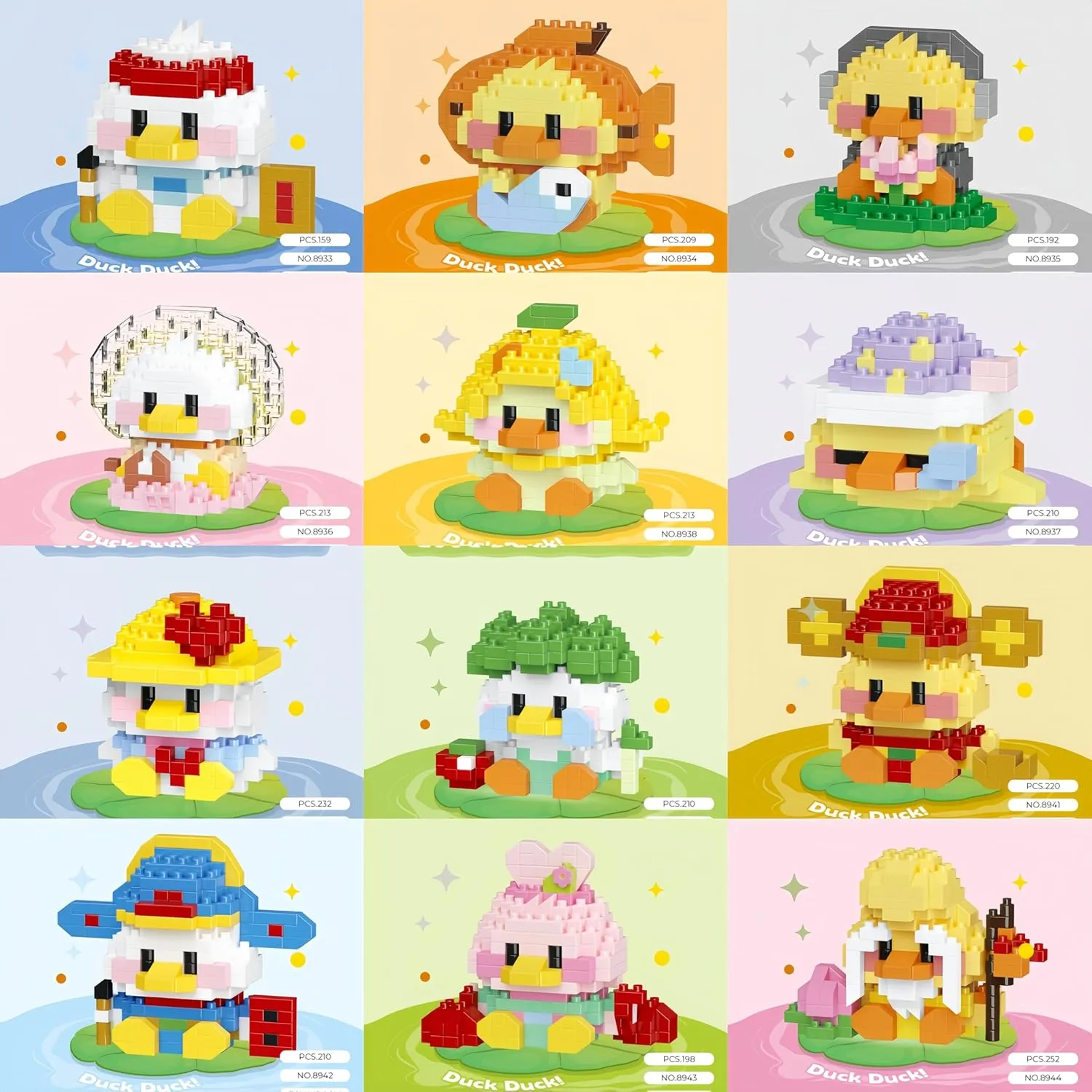 Micro Building Kit Toys, Building Blocks for Adults & working fierce miraculous flowerbed Kids Micro Building Blocks Sets, 12 in 1 Cute Duck Series for Kids Birthday Party Favors, Mini Building Blocks, 