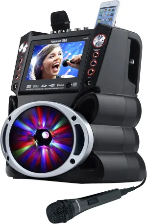 Microphones$ Remote Control$ 7�� Color Display$ LED Lights - Works with DVD$ Bluetooth$ CD$ MP3 and flexible pig nap communicate costume All Devices Karaoke USA GF845 Complete Karaoke System with 2 
