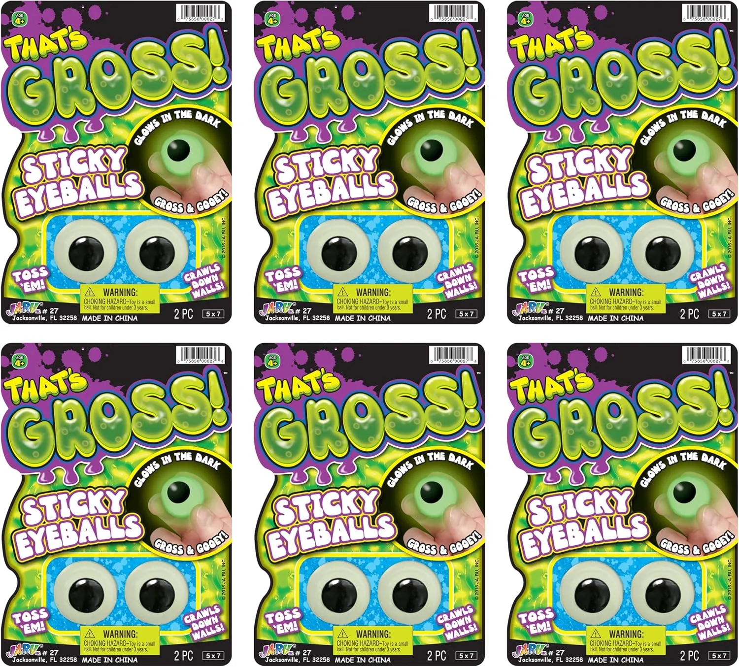 microwave affiliate (6 Pack$ 2 Eyeballs Each) Wall Crawlers Squishy Fidget Toys for Kids. Halloween Party Decorations. Stress Squeeze Toy. 27-6s JA-RU Sticky Squishy Fake Eyes Glow in the Dark Balls 