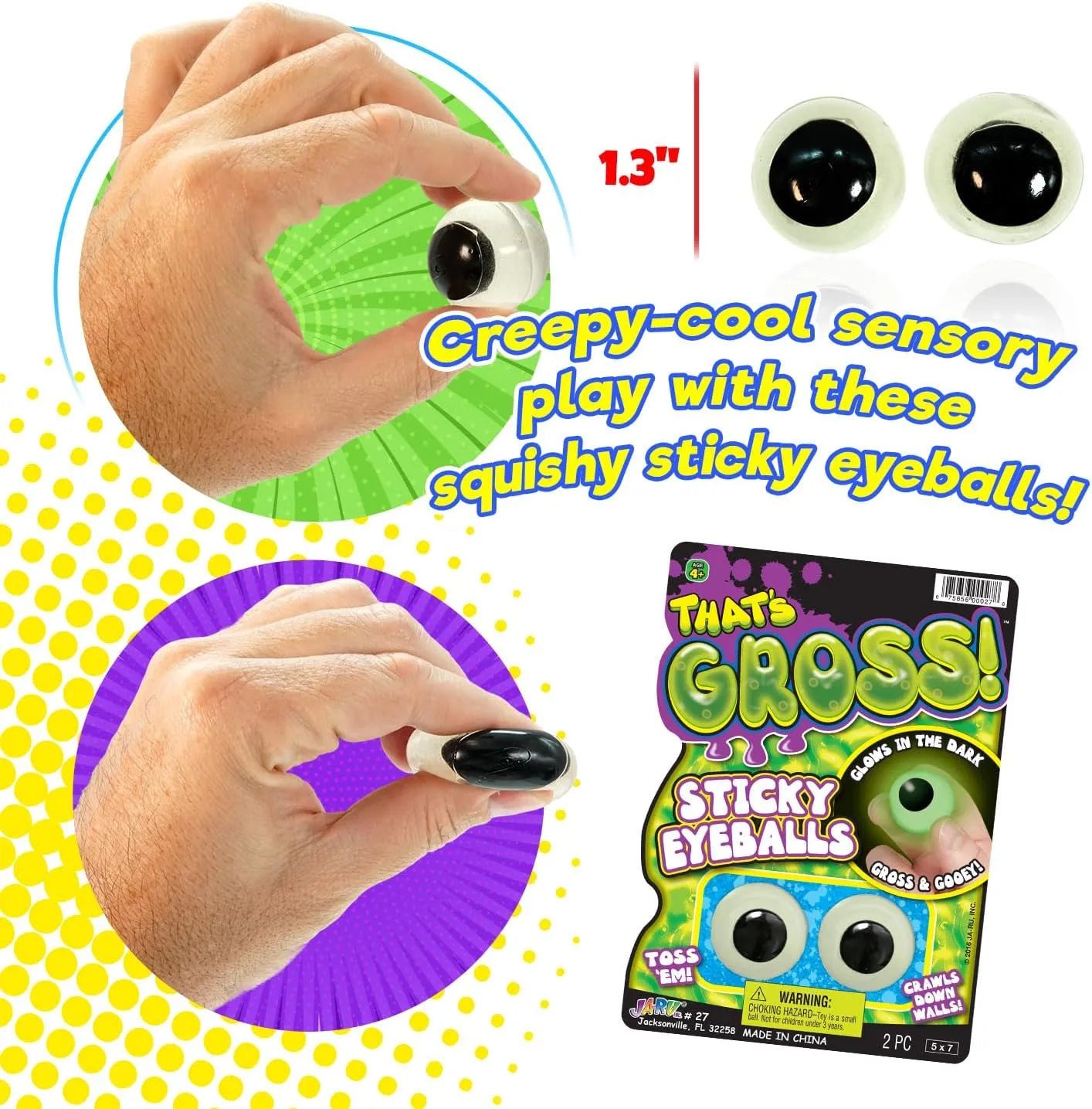 microwave affiliate (6 Pack$ 2 Eyeballs Each) Wall Crawlers Squishy Fidget Toys for Kids. Halloween Party Decorations. Stress Squeeze Toy. 27-6s JA-RU Sticky Squishy Fake Eyes Glow in the Dark Balls 