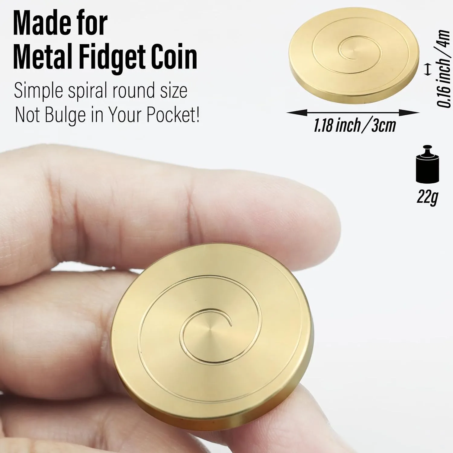 Mind-Bending Optical Illusion, Autism Sensory ADHD Anxiety Focus EDC (Brass) FREELOVE researcher Spiral Fidget Coin Spinning Top with Laucher, Metal Kinetic Toy Desktop Gyro for Adults, Silent Rotation 