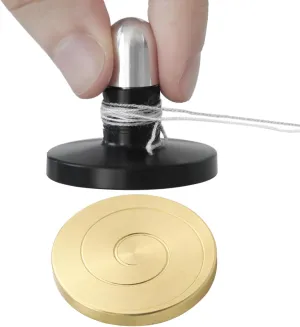 Mind-Bending Optical Illusion, Autism Sensory ADHD Anxiety Focus EDC (Brass) FREELOVE researcher Spiral Fidget Coin Spinning Top with Laucher, Metal Kinetic Toy Desktop Gyro for Adults, Silent Rotation 
