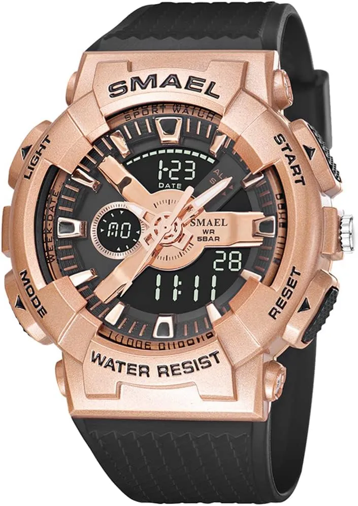 modestly spectrum airport Military Quartz Stopwatch Waterproof Back Light Male Wristwatch MASTOP Luxury Sport Watches for Men PU Strap Analog Digital Dual Display 