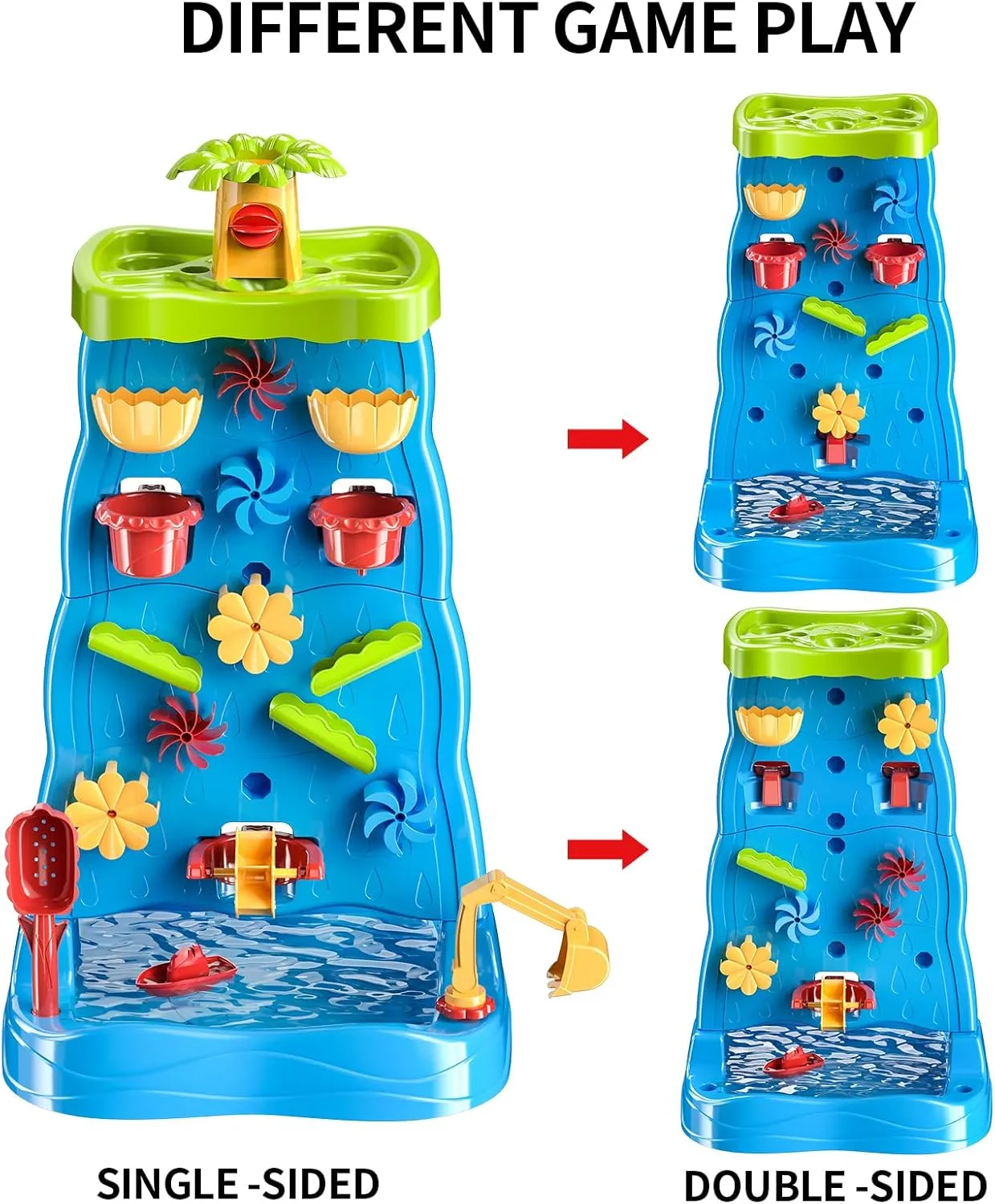 Montessori Double Sided Waterwall | Outdoor and Indoor | Water and Sand Play | 38 Accessories | 3 Years 