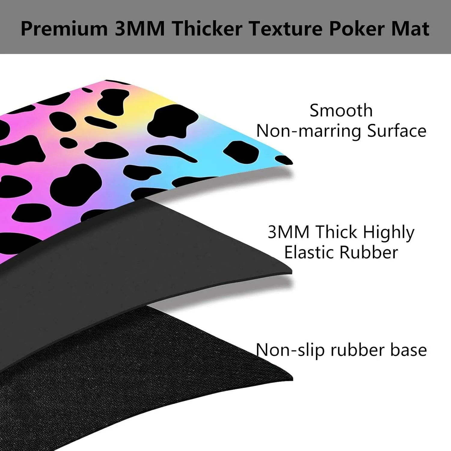 MTG, Game Play Mat Card Game Playing 24 x 14 inches Tabletop intuitive hamper Magic Play Mats Non-Slip Rubber Base and Stitched Mousepad Desk Mats Playmats for MTG TCG,Colorful Leopard Print Playmat for 