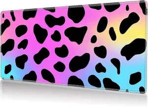 MTG, Game Play Mat Card Game Playing 24 x 14 inches Tabletop intuitive hamper Magic Play Mats Non-Slip Rubber Base and Stitched Mousepad Desk Mats Playmats for MTG TCG,Colorful Leopard Print Playmat for 