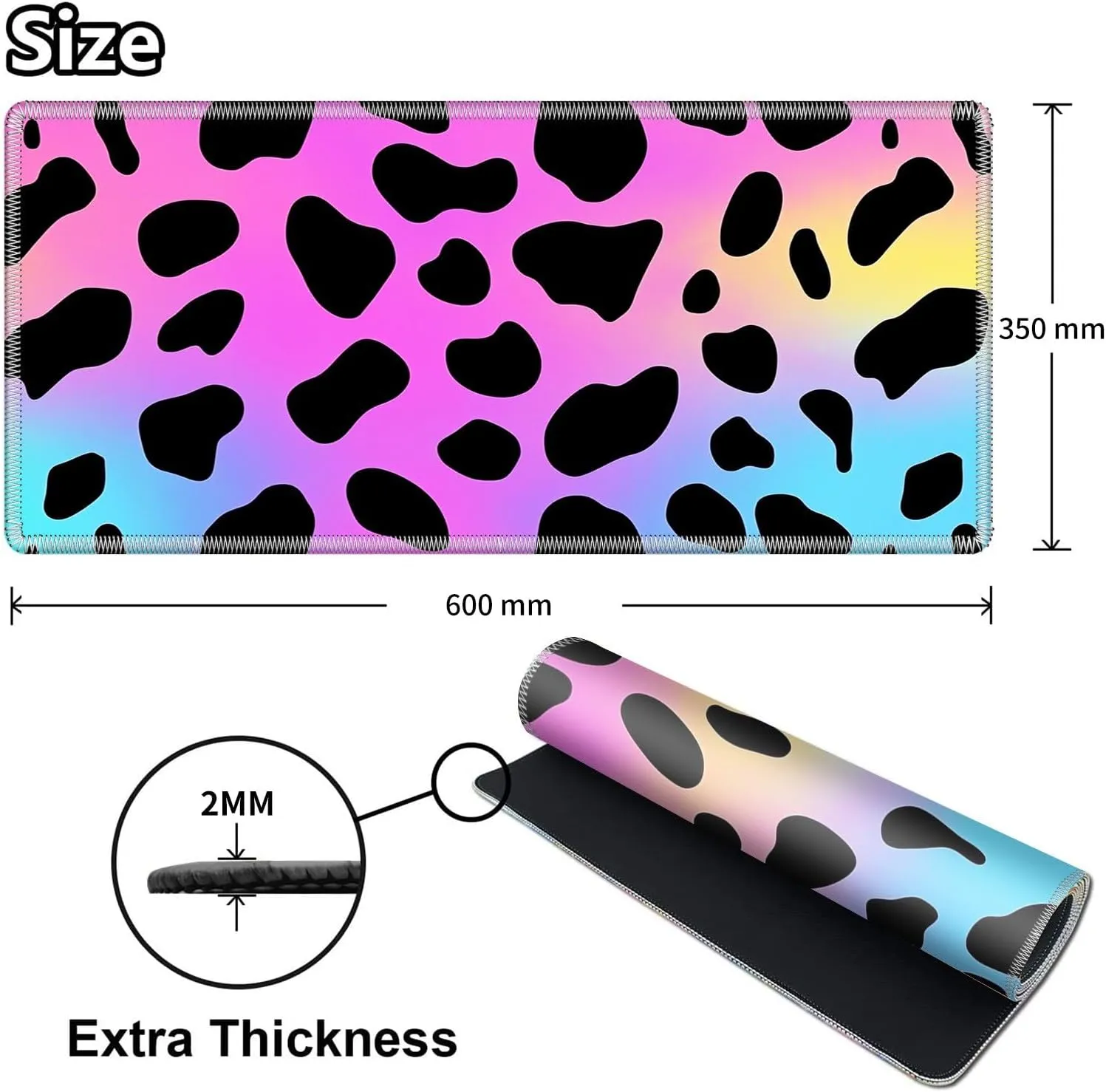 MTG, Game Play Mat Card Game Playing 24 x 14 inches Tabletop intuitive hamper Magic Play Mats Non-Slip Rubber Base and Stitched Mousepad Desk Mats Playmats for MTG TCG,Colorful Leopard Print Playmat for 