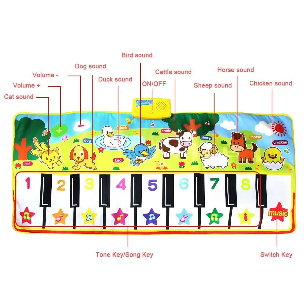 Musical Mat With Animal Voice Baby Piano Playing Carpet Music Game Instrument Toys Early Educational Toys For Kids
