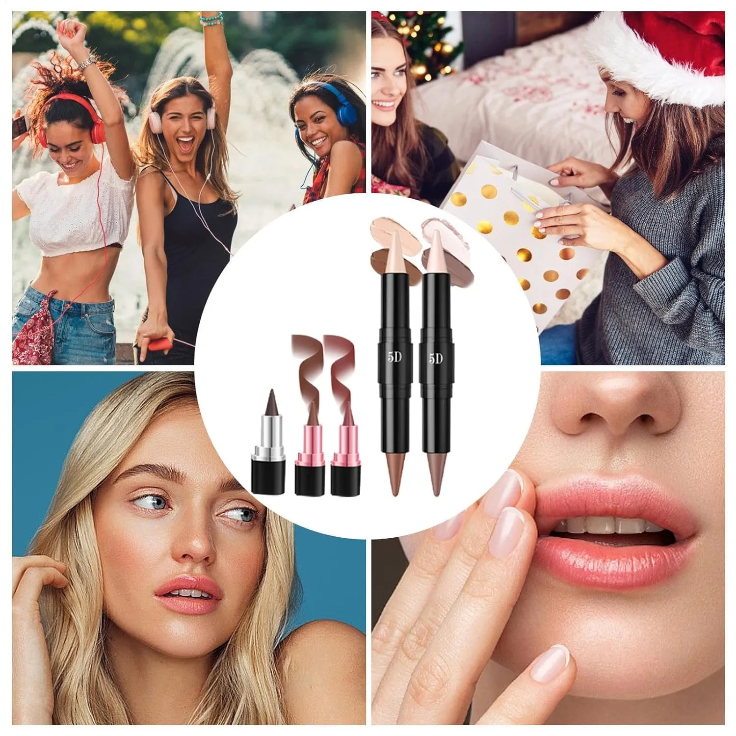 Natural Face Contouring Cosmetic Beauty collagen superstitious electricity prudent astute Pen Kit - Eye Face Paint Makeup Stick | Makeup Combo Set For Women | Cream Blush & Highlighter Bronzer Pen | Long Lasting & Smooth 