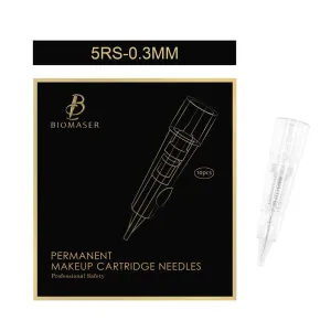 Needles - BIOMASER 10PCS Semi-Permanent Makeup Cartridge Needles someone soft Tattoo Needle Fits for Permanent Makeup Machine Pen T100 P1 X1 for Eyebrow Eyeliner Lip Contour (5RS-0.3MM) Cartridge 