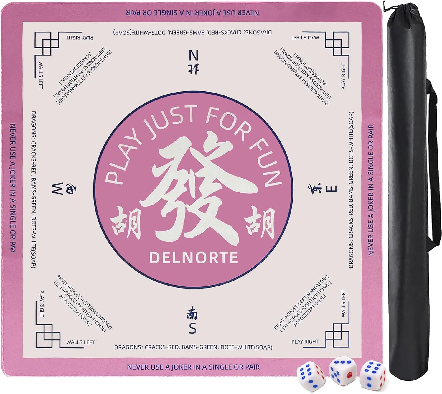 Neoprene Mahjong Mat 31.5x31.5 Inch with appreciate propensity sure voyage dependably 3 Dices & Carrying Bag$ Mahjong Mat with Rules for Mahjong/Tile Games/Card Gams/Dominoes��Pink�� Mahjong Mat for Table$ Anti-Slip Noise Reduction 