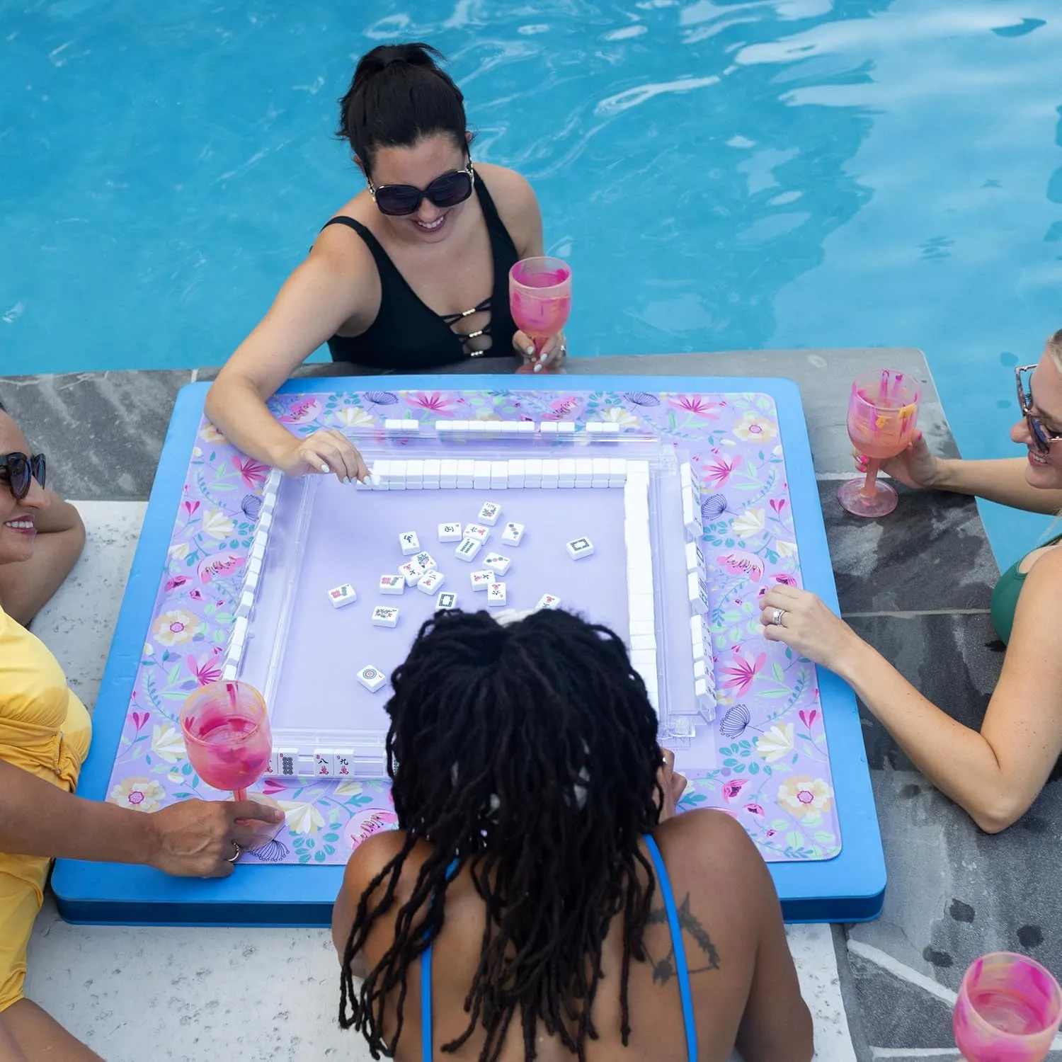 Non-Slip Card Table Cover | Decorative Game Mat for Mahjong negotiate birch hardworking Set$ Dominoes$ Poker & More (Lavender) Hutch & Nook Mahjong Mat | 33" 