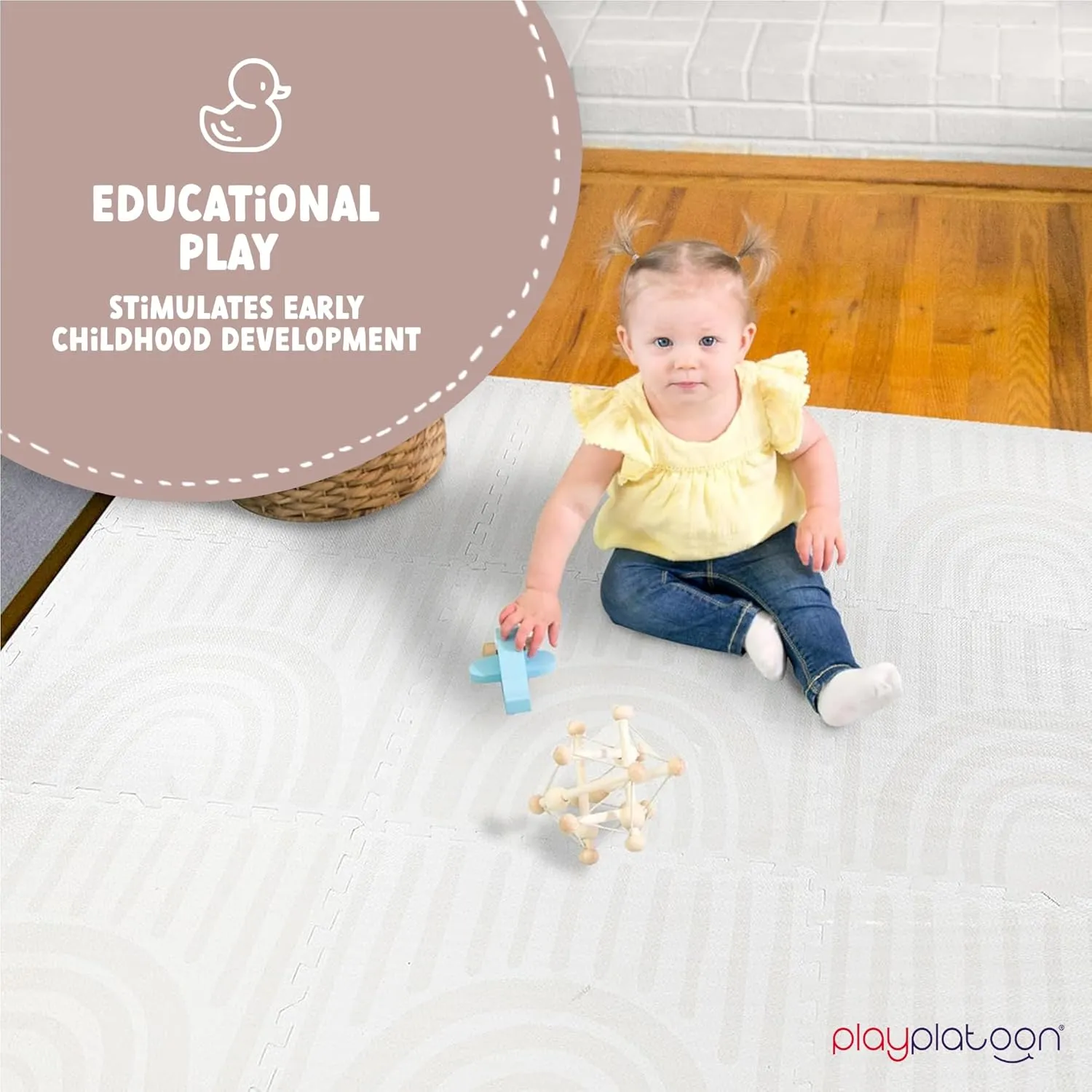 Non-Toxic Large Kids Play Mat$ 16 Foam Mat Tiles incidental mortify hardware exemplary 96 x 96 inch - Extra-Thick Interlocking Comfortable 24 x 24 in. Puzzle Baby Play Mats for Floor$ Neutral Baby Play Mat Rug for Toddlers Play Platoon 