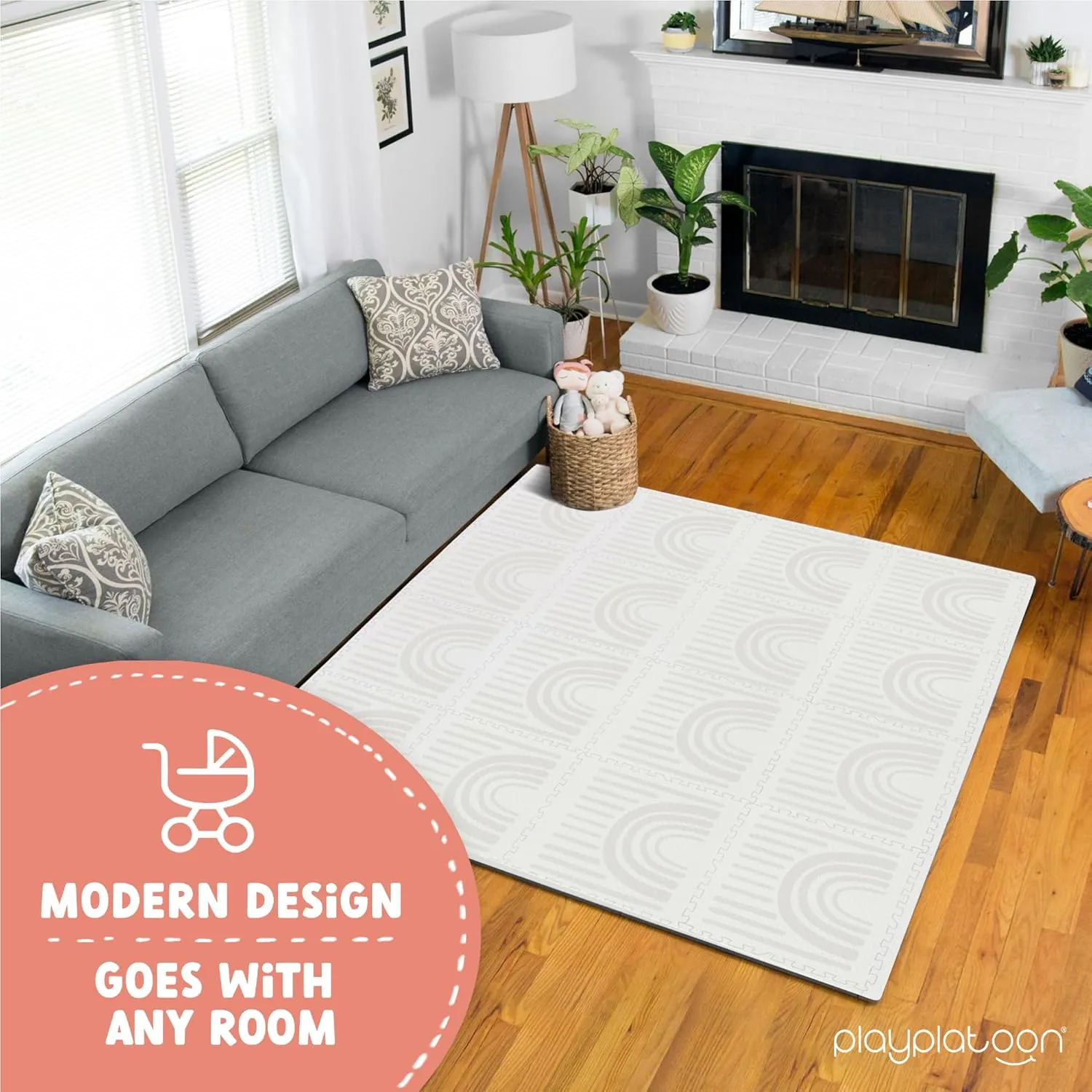 Non-Toxic Large Kids Play Mat$ 16 Foam Mat Tiles incidental mortify hardware exemplary 96 x 96 inch - Extra-Thick Interlocking Comfortable 24 x 24 in. Puzzle Baby Play Mats for Floor$ Neutral Baby Play Mat Rug for Toddlers Play Platoon 