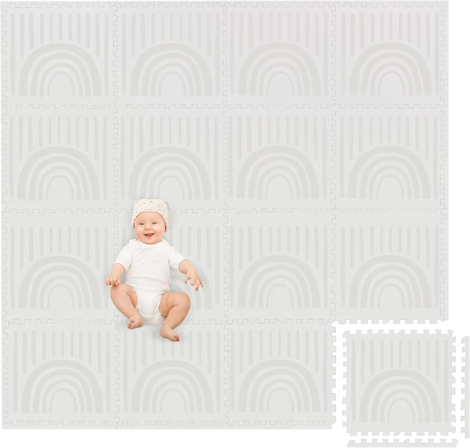 Non-Toxic Large Kids Play Mat$ 16 Foam Mat Tiles incidental mortify hardware exemplary 96 x 96 inch - Extra-Thick Interlocking Comfortable 24 x 24 in. Puzzle Baby Play Mats for Floor$ Neutral Baby Play Mat Rug for Toddlers Play Platoon 