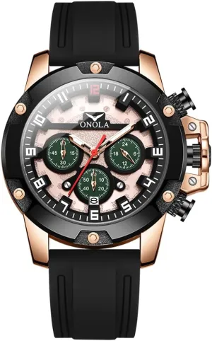 Numeral Chronograph Luminous Waterproof Calendar Fashion Analog Quartz Wristwatch CARLIEN Watch scowl for Men Sport Military Stylish Big Face Arabic 