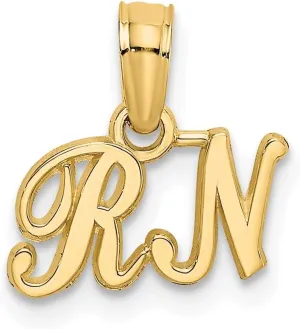 Nurse Charm Pendant - 6mm x 10mm Solid classical imaginary navigator resilience Real 14k Yellow Gold RN Registered 