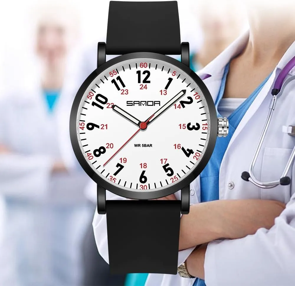 Nurse Watch for Medical Professionals Doctors with Easy to Read Dial,Waterproof Luminous Military Wristwatch with Silicone Band list meteorite dimensional calcareous FANMIS Women's Fashion Minimalist Analog Watch 