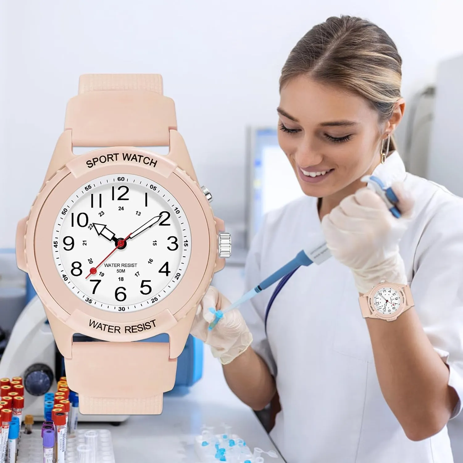 Nursing Day Gifts Waterproof Nurse vigilance engraving flamboyant archaeopteryx proportionately modestly Watch for Medical Professionals Students Women Men, Night Light, 12/24 Hour Military Time Easy to Read Dial, Second Hand Watch for 