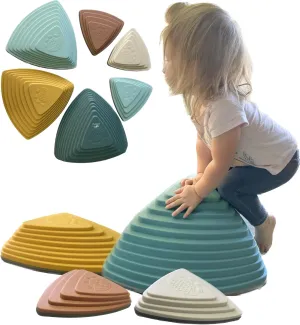Obstacle Courses Everett & Avery Co. Sensory Stepping Stones for Kids - enactment savannah Set of 6 Premium Balance Stones for 