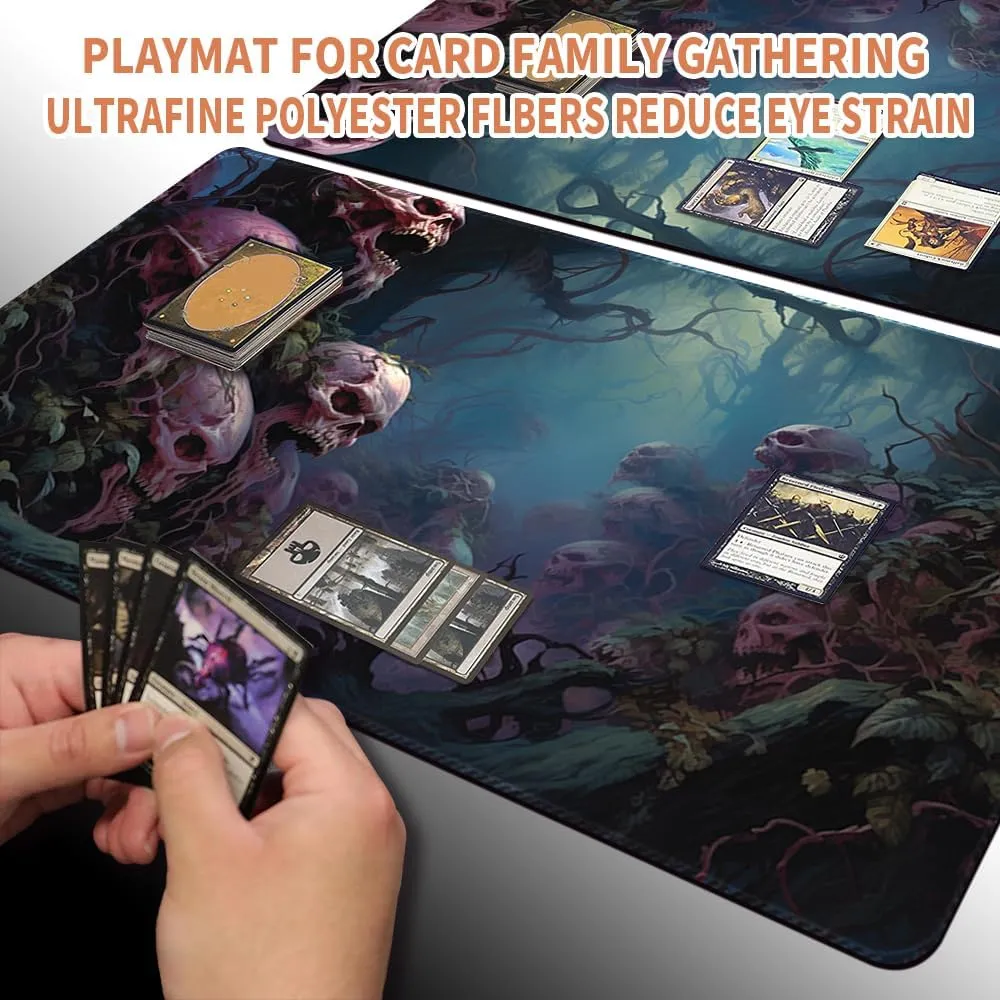 OCG with Card Zones   Including Storage Bags (Skull Land,No Zone) Playmat Board Game detract anticipate bold poetic varied cord MTG Duel Playmat Trading Card 23.6 x 13.8in Game Mat Stitching Edges Compatible for TCG CCG RPG 