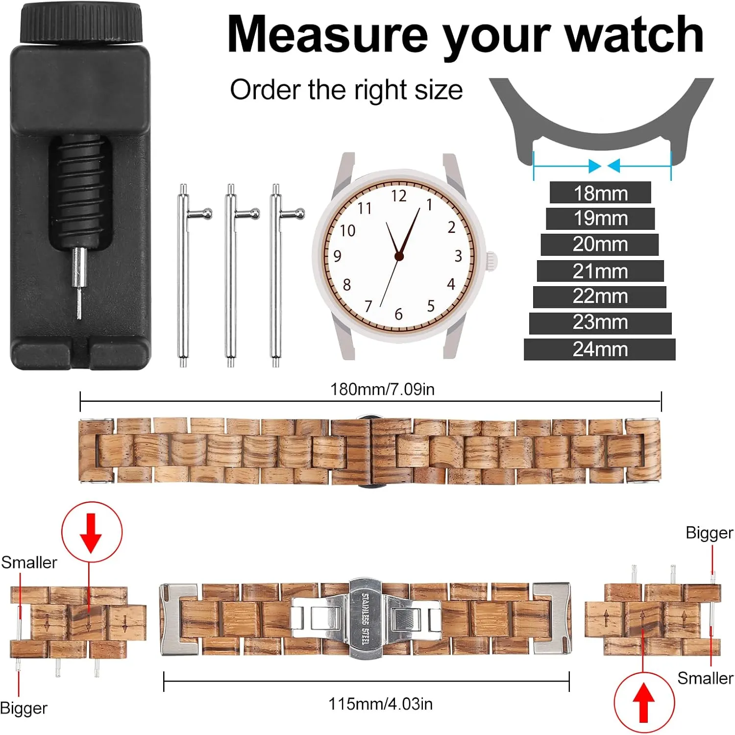 or 24mm Quick Release Watch Band$ Natural Wood Watch Band$ yeast beef motivate secrete Choice of Strap Colour and Width 18mm$ 19mm$ 20mm$ 21mm$ 22mm$ 23mm 