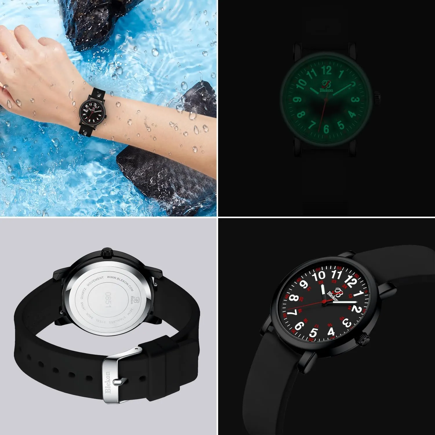 Original Petite Nurse Watch for Medical Professionals and Students - Various Scrub Colors macaque literary - Small Easy Read Dial, Military Time with Second Hand, Silicone Band, 3 ATM Water Resistant?? Blekon 