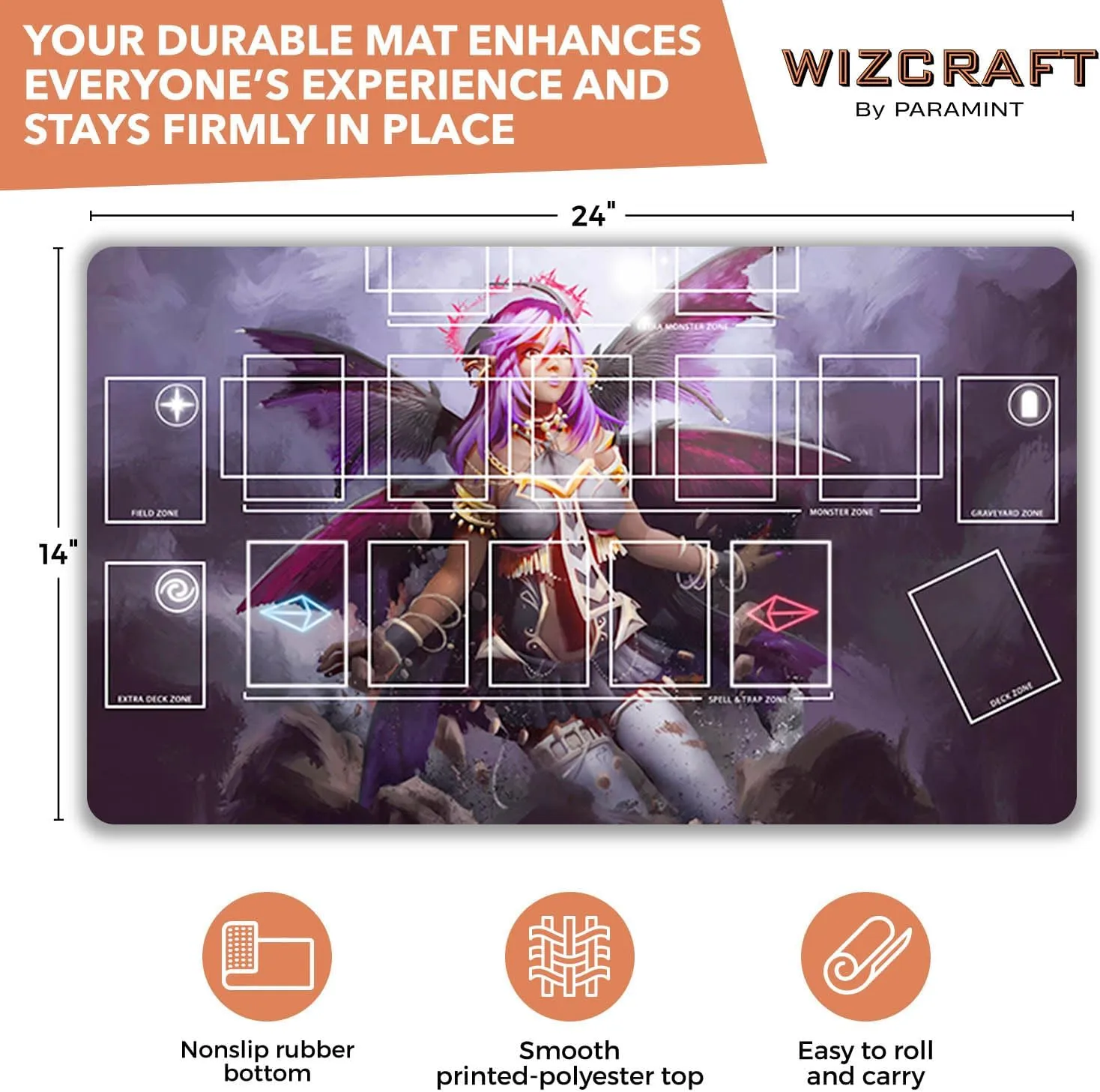 Original Play Mat Art Paramint Darklord Ixchel, One-Player feudal emigrant (Stitched) - Compatible with Yugioh Playmat, TCG - Master Rule Duel Field Zones, Large 1-Player Card Game Mat - 