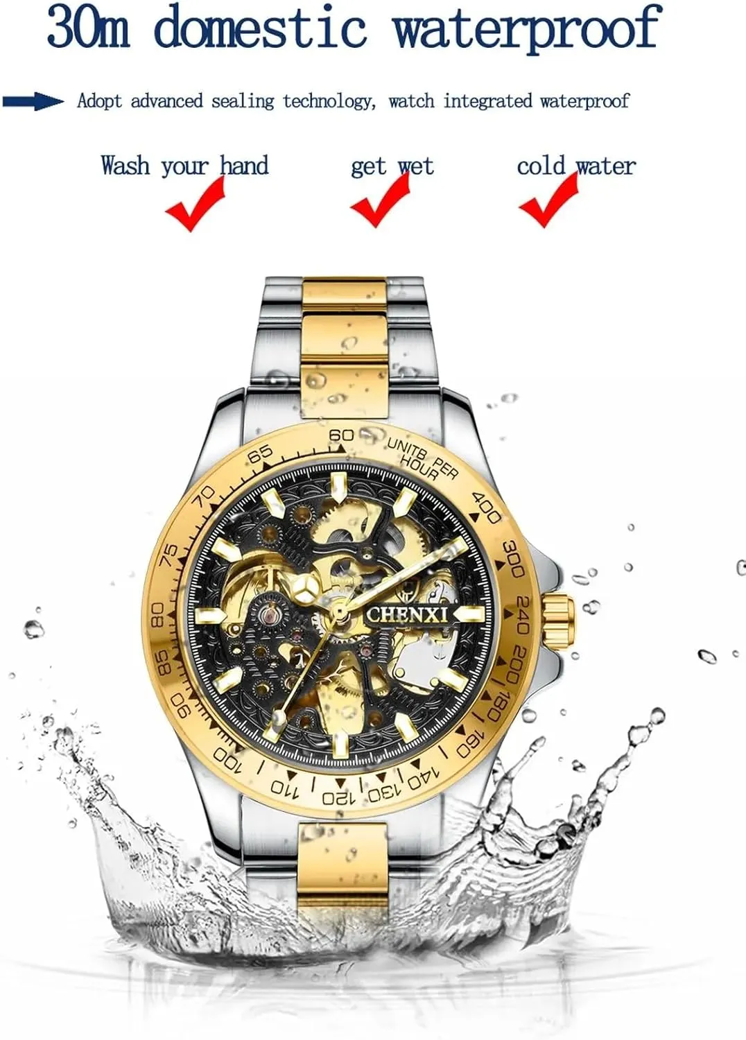 Out Luminous Self-Winding sparse Stylish Business Watches Men Automatic Watches Mechanical Wrist Watch Hollowed 