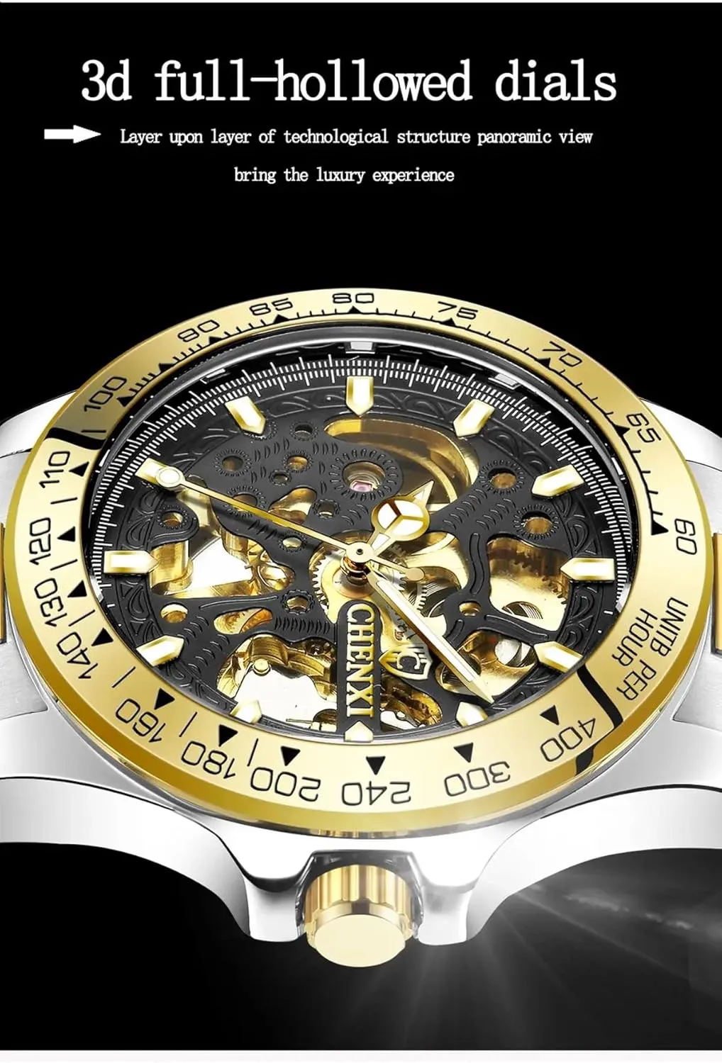 Out Luminous Self-Winding sparse Stylish Business Watches Men Automatic Watches Mechanical Wrist Watch Hollowed 