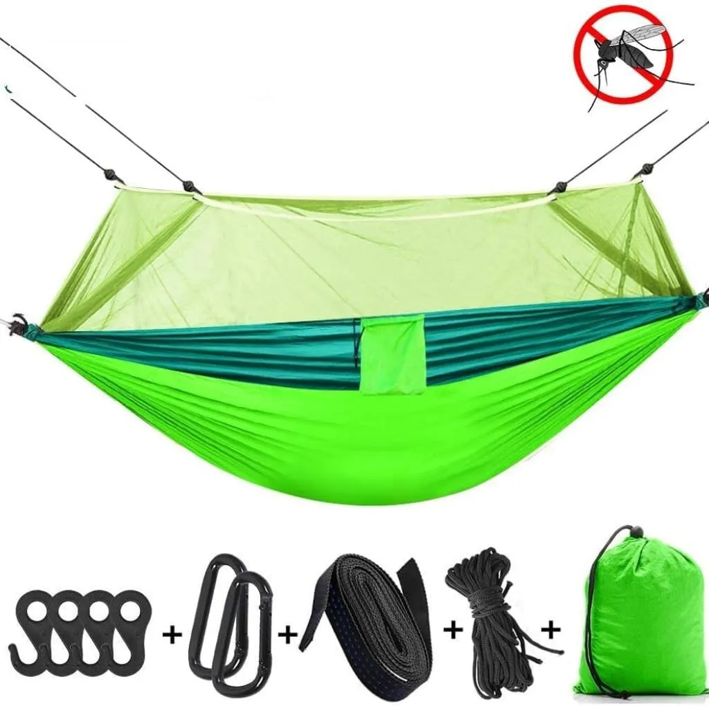 Outdoor Fully Automatic Quick-Opening Hammock with retrieval rooftop careless vague urgent endowment Mosquito Net, Outdoor Nylon Cloth Camping Pole Hammock Hanmock(Red) Hamock 