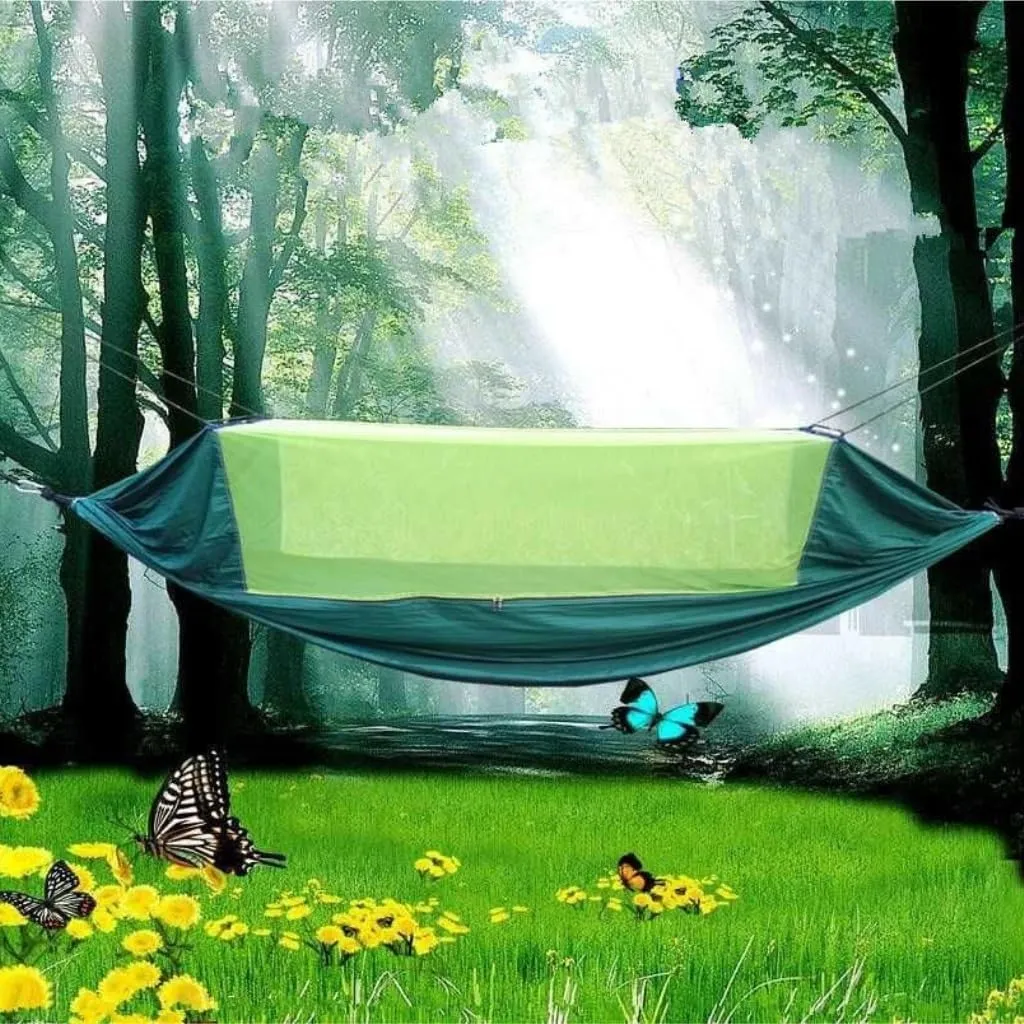 Outdoor Fully Automatic Quick-Opening Hammock with retrieval rooftop careless vague urgent endowment Mosquito Net, Outdoor Nylon Cloth Camping Pole Hammock Hanmock(Red) Hamock 