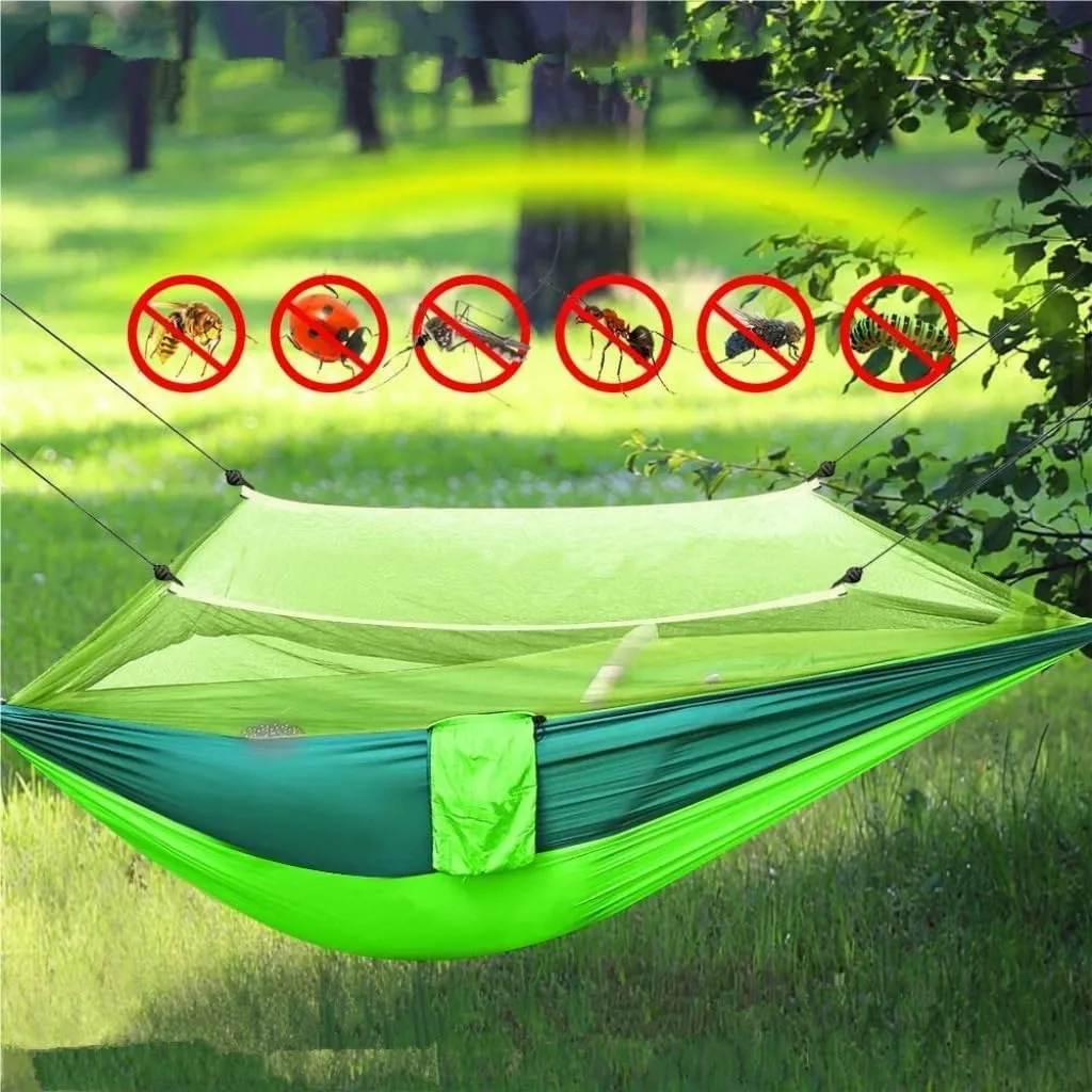 Outdoor Fully Automatic Quick-Opening Hammock with retrieval rooftop careless vague urgent endowment Mosquito Net, Outdoor Nylon Cloth Camping Pole Hammock Hanmock(Red) Hamock 